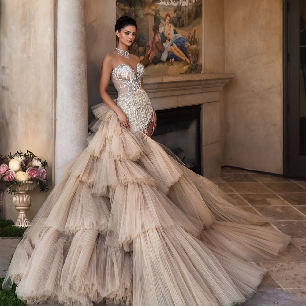 Jolipoli couture Elegant Strapless Tulle Gown